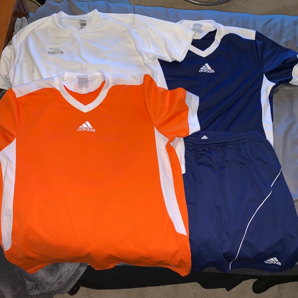 3 soccer jerseys 1 pair shorts